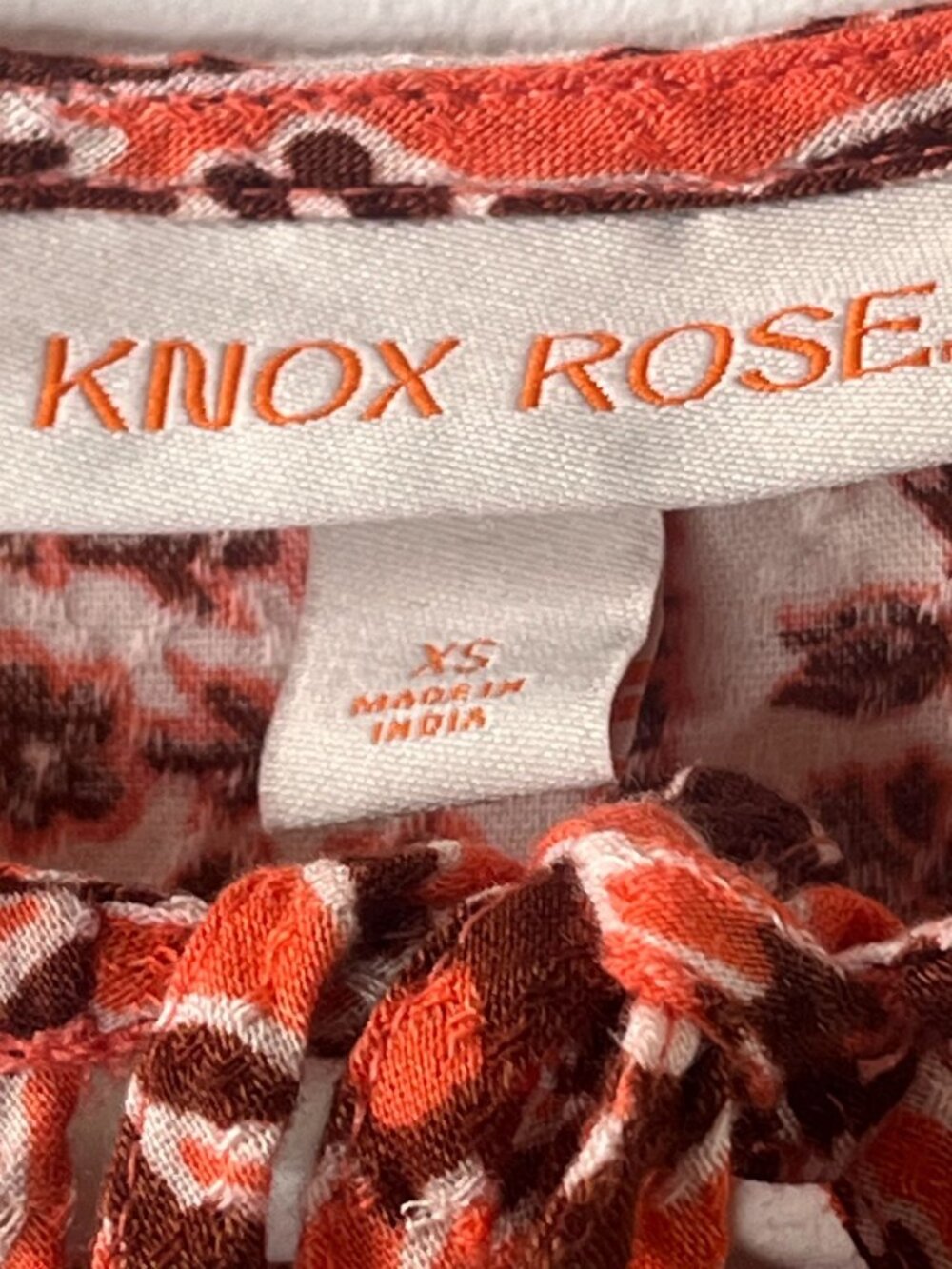 Knox Rose Dress XS Babydoll Boho Mini Rust Print - Picture 3 of 9